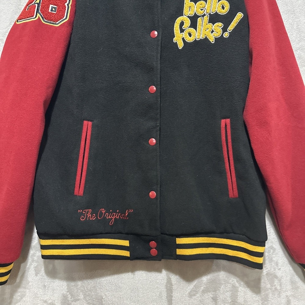 Vintage 90s Disney Mickey Mouse Pluto 28 Varsity Letterman Jacket Sz M Button Up - Picture 5 of 9